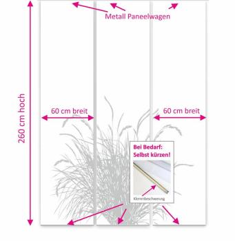 Reed 24 - lichtgrau blanco Flächenvorhang - 3teiliges Set Flächenvorhang 3er Set, Schiebegardine, Schiebegardinen, blickdicht, Flächenvorhang blickdicht, Schiebevorhang,